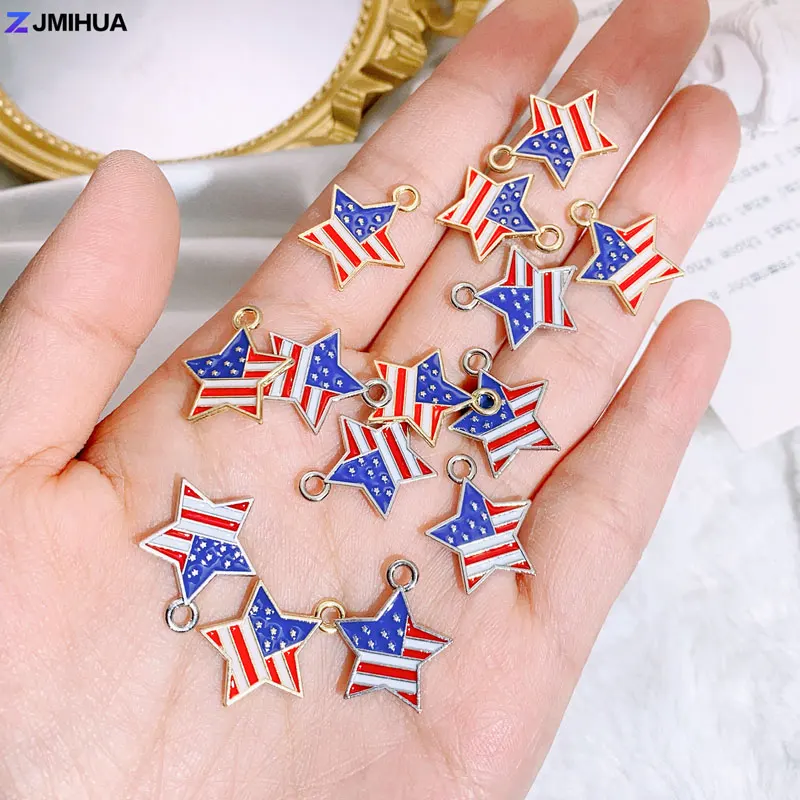 

15pcs Enamel Flag Heart Star Charms For Jewelry Making Supplies DIY Handmade Women Pendants Earrings Bracelets Accessories