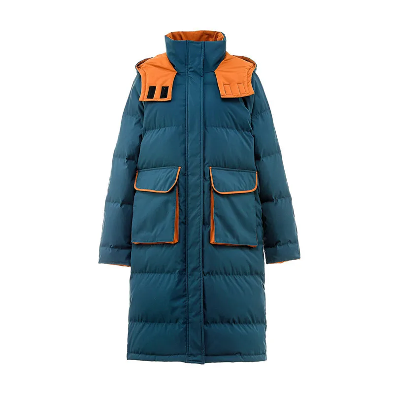 Color long hooded down jacket jacket