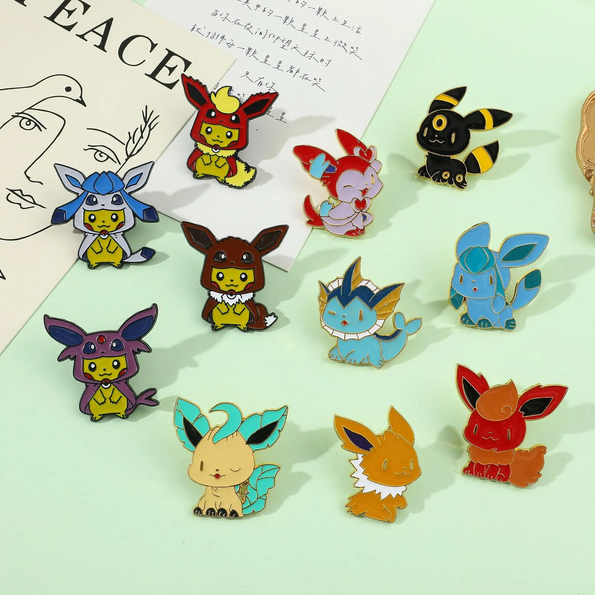 

Pokémon Cartoon Enamel Lapel Pins Anime Figures Pikachu Cosplay Eeveelution Toys Brooches Fashion Jewelry Women Metal Badge Gift