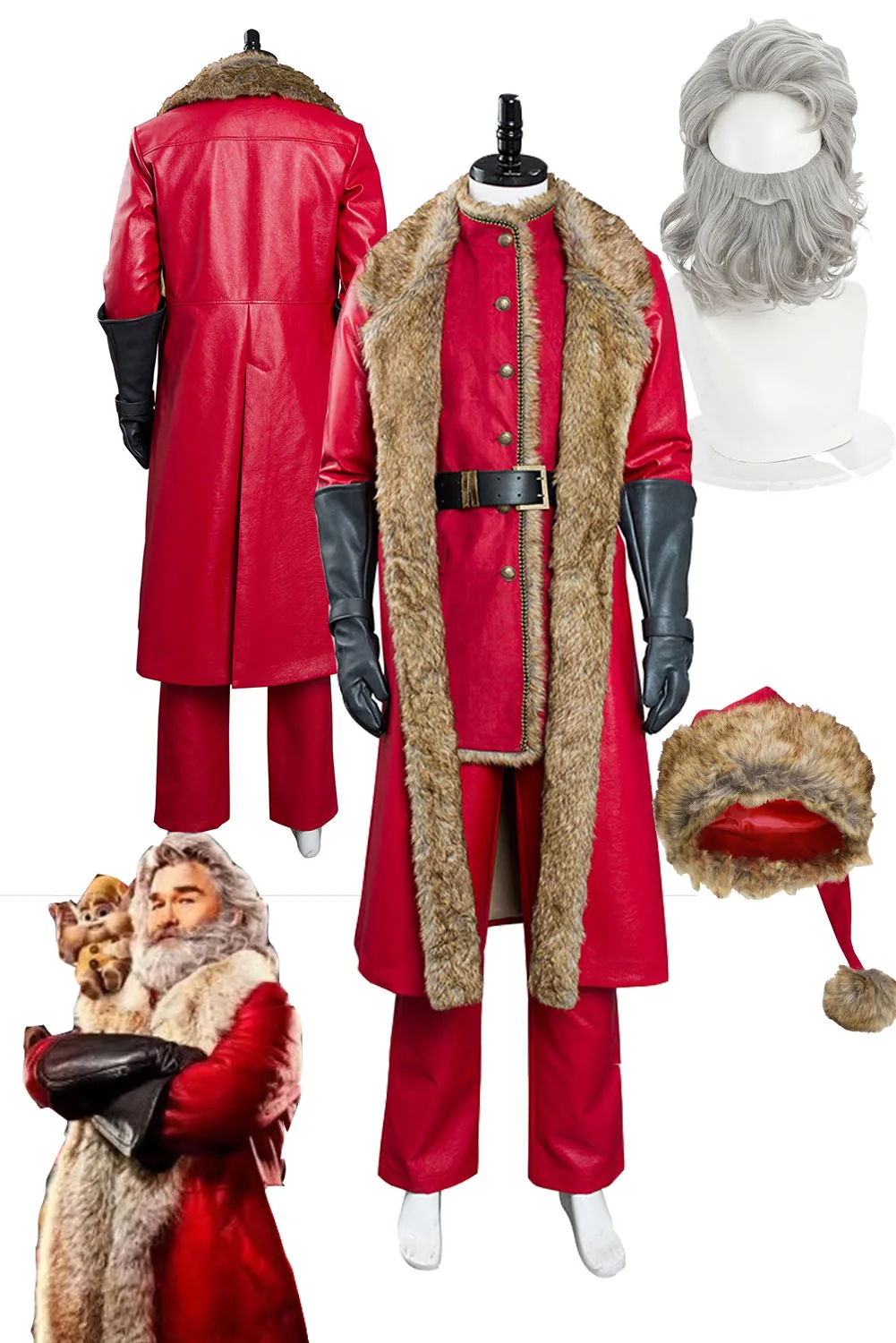 Santa Claus Costume Christmas Chronicles Cosplay Fantasia Costumes Disguise Adult Men Wig Hat Man Halloween Carnival Party Suit