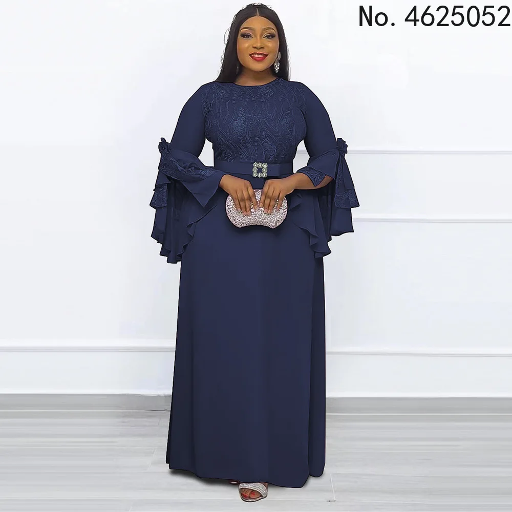 

Plus Size African Party Dresses for Women 2022 New Fashion Dashiki Ankara Lace Wedding Gowns Elegant Muslim Kaftan Maxi Dress