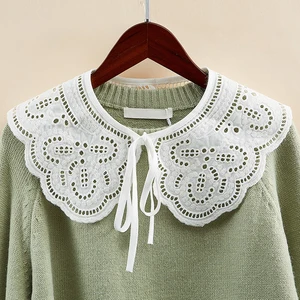 Image for Floral Embroidery Hollow Fake Collar for Women Whi 