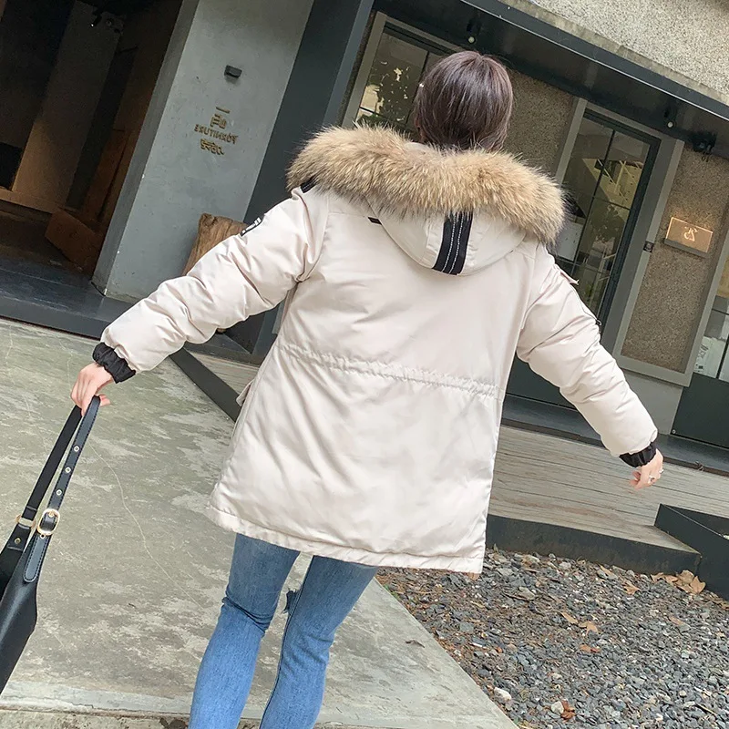 Women Parka Winter Coats Warmth Padded Jacket Fur Collar Hooded Jacket Plus Size Korean Fashion Mid-length Couple Outfit New