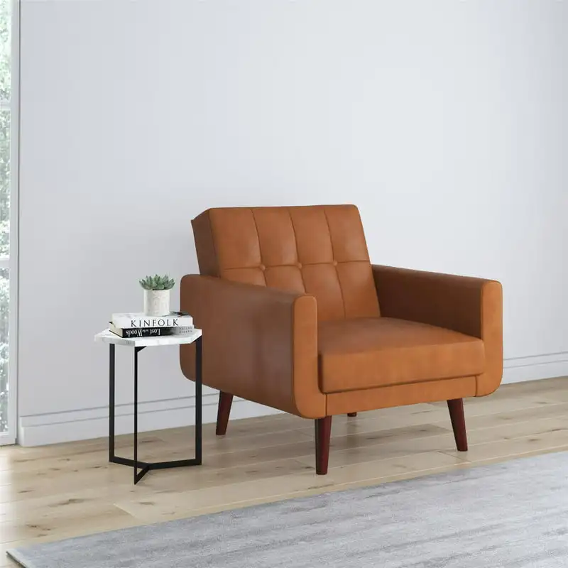 

Nola Modern Chair with Arms, Camel Faux Leather
