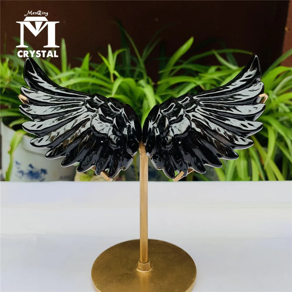 

Пара искусственных крыльев Ангела украшение для дома резные Крылья Ангела ручной работы резьба Хрустальное ремесло