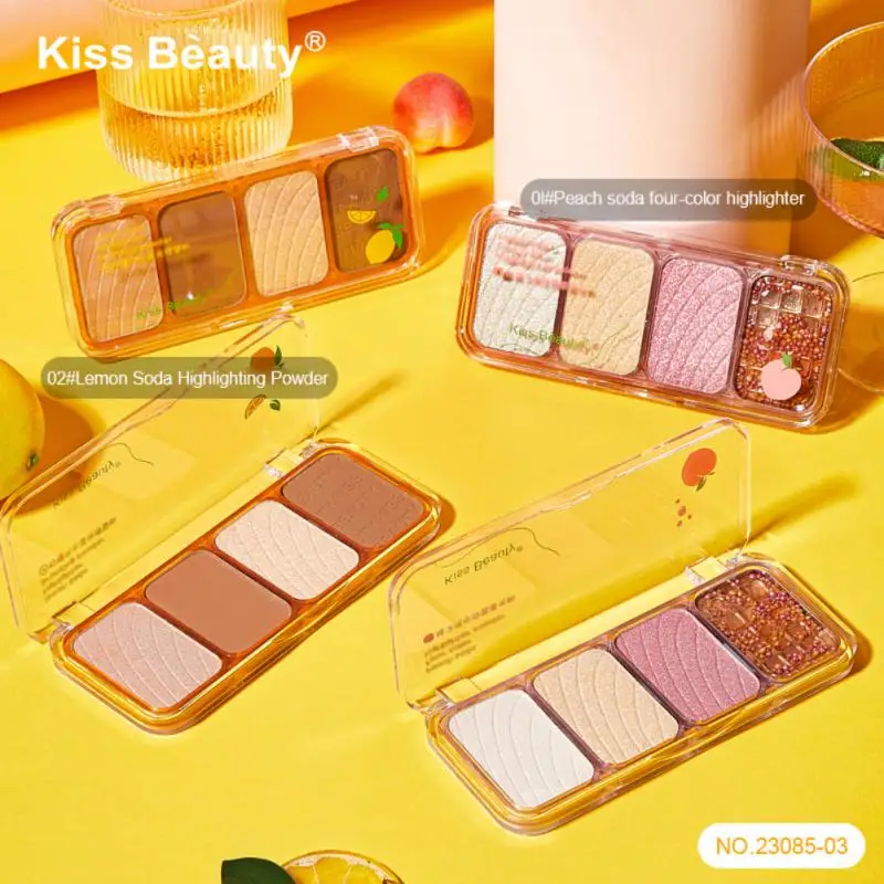 

Blush Highlighter Palette Delicate Highlight Rouge Glitter Shimmer Highlighter 4 Color Makeup Palette Face Contour Brighten