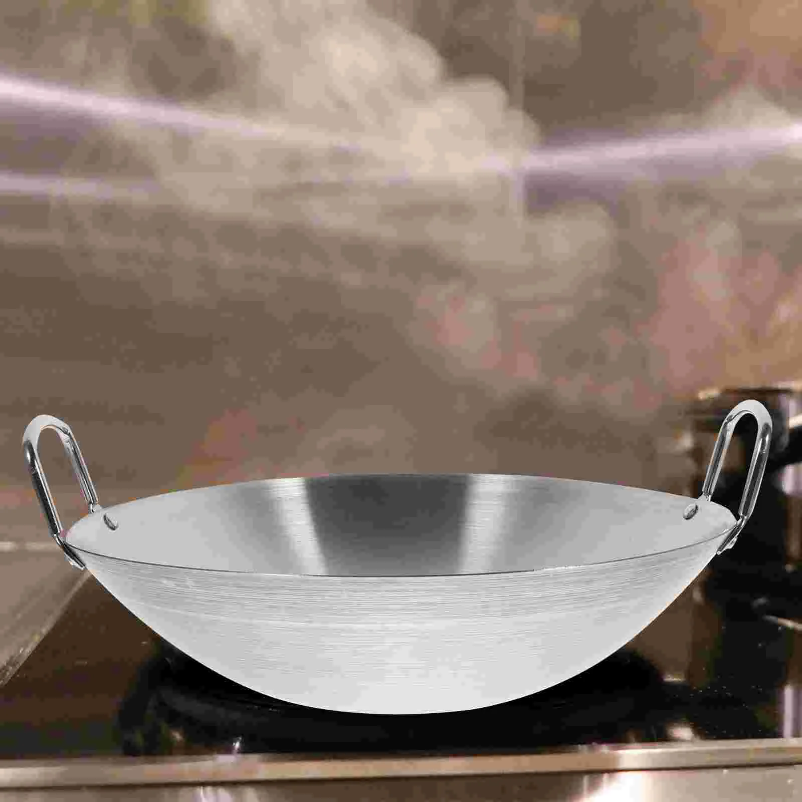 

Stainless Steel Wok Dual Handled Wok Round Bottom Wok Traditional Canton Style Frying Pan