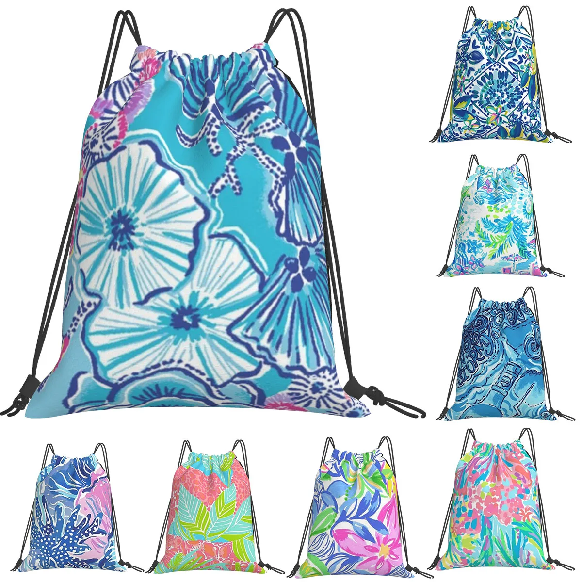 

Lily Pulitzer Backpacks Casual Portable Drawstring Bags Drawstring Bundle Pocket Storage Bag Book Bags For Travel Students