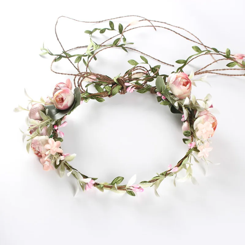 

European and American bridal headdress wreath seaside vacation simulation flower hair band wholesale
