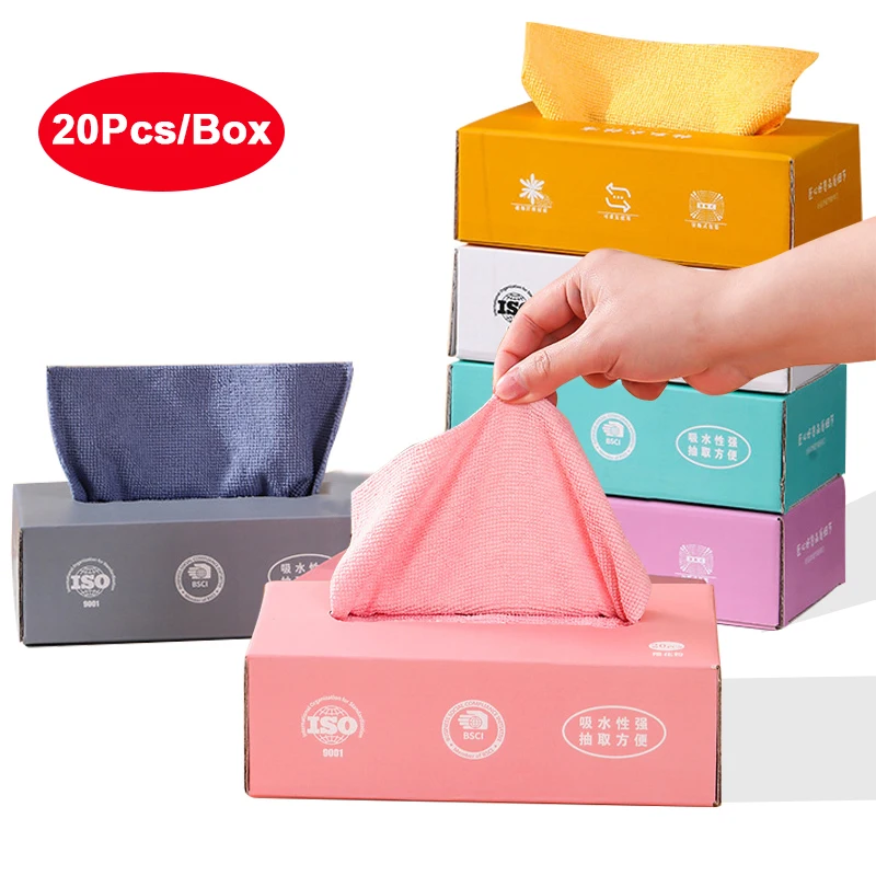 Absorbent Kitchen Cleaning Dishcloth Non-stick Oil Dish Rags Napkins Tableware Home Cleaning Towels