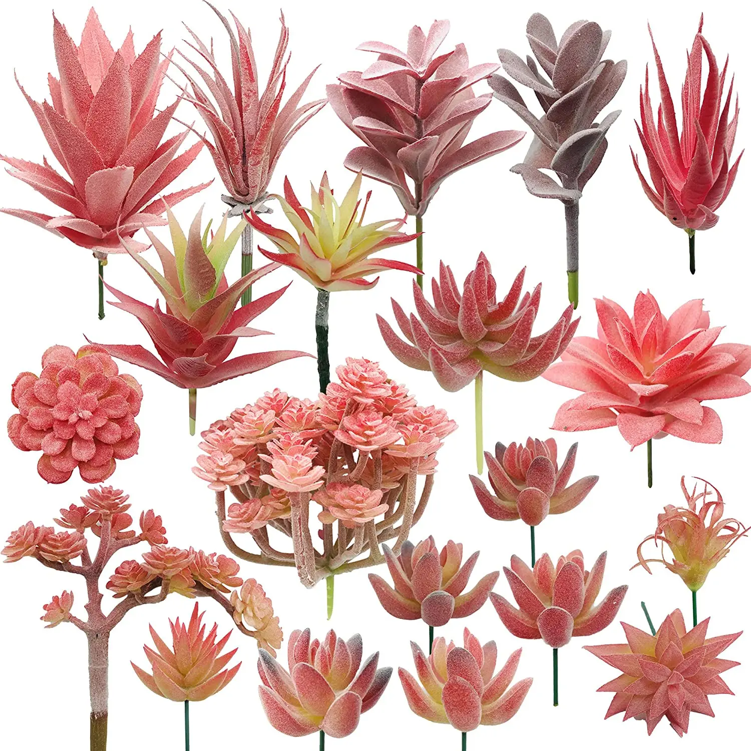 

20 PCS Artificial Succulent Plants Unpotted Faux Succulent Assortment in Flocked in Different Type for Home Decor Indoor Garden
