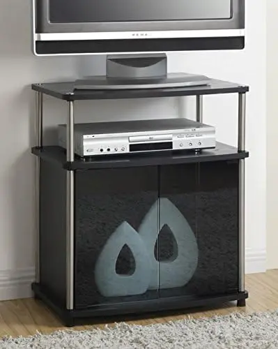 

TV Stand with Black Glass Cabinet, Black, 23.75 x 15.75 x 26.75 Shower filter Shower filter