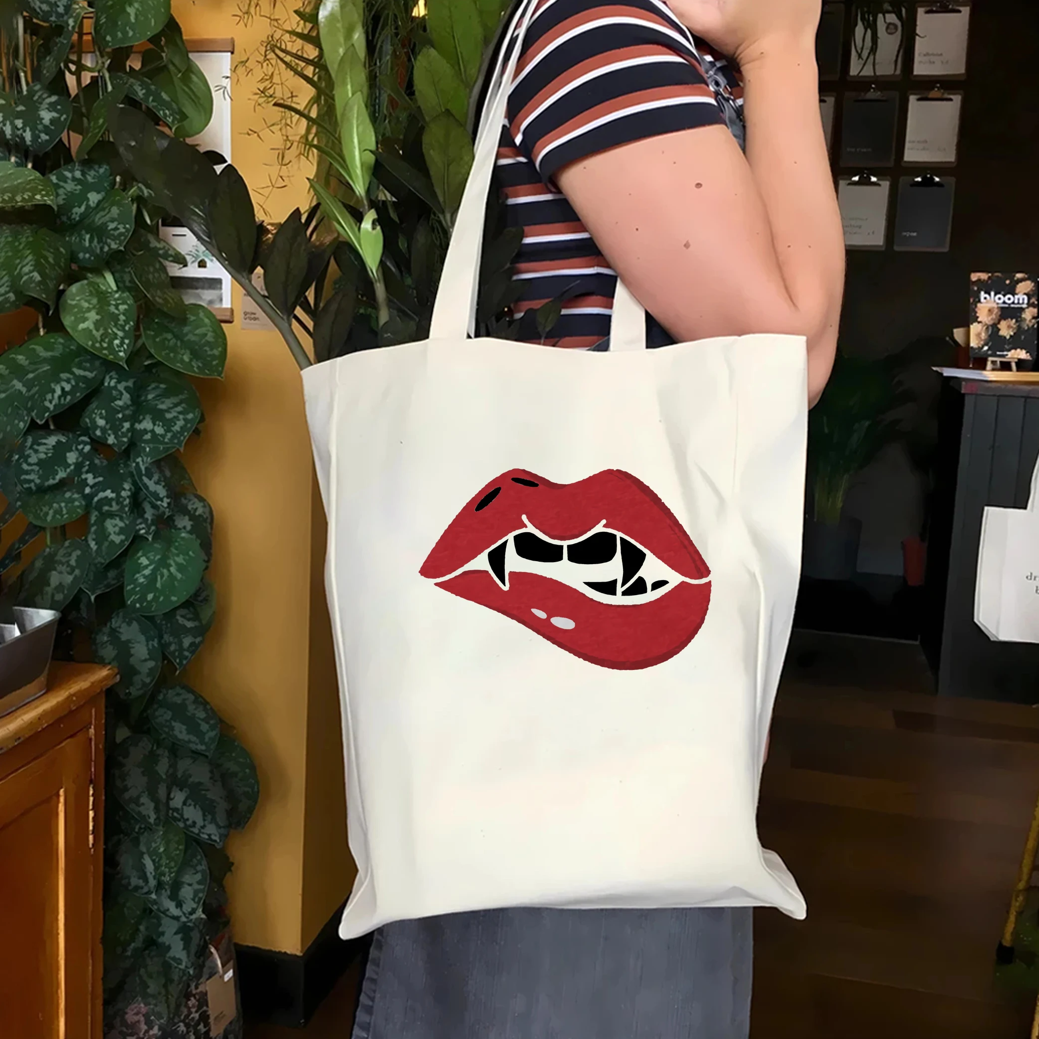 Модная сумка в стиле ретро вампира Холщовая Сумка Хэллоуин клыки для хранения