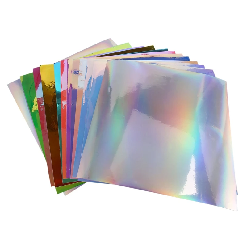 

12 Sheets 12 X 12 Inch Holographic Permanent Vinyl For Cricut - Easy To Weed&Transfer Iridescent Adhesive Vinyl Sheets