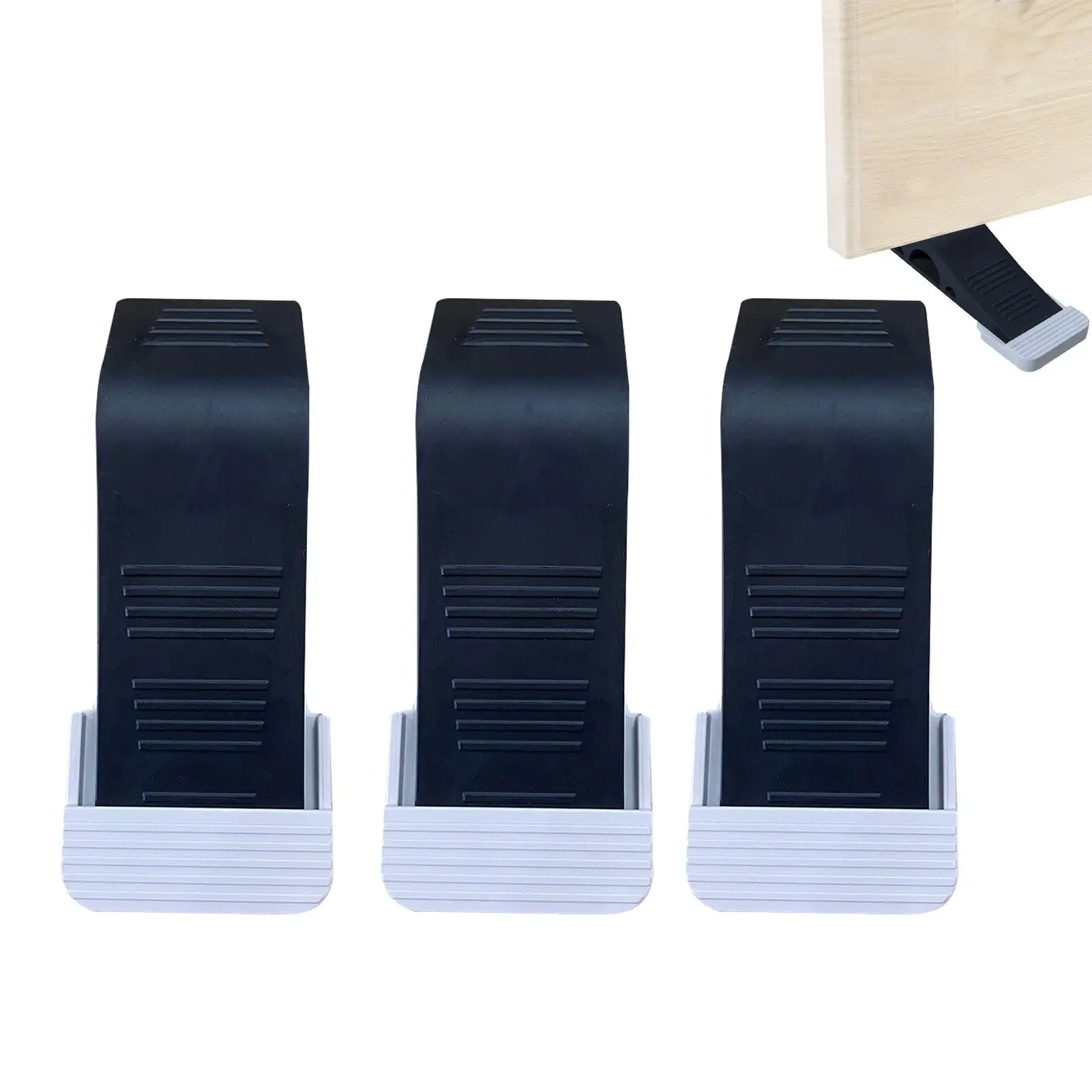 

Rubber Door Stopper 3Pcs Anti-Slip Design Door Stoppers Security Wedge Door Stops For Concrete Tile And Carpet Floors Heavy Duty