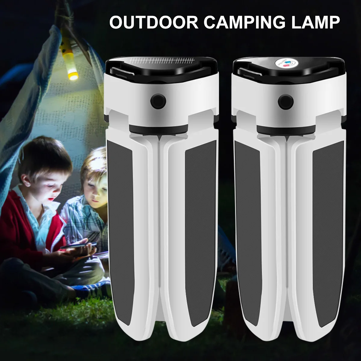 

New Solar Camping Lantern w/60 LEDs 1000LM Outdoor Trefoil Tent Light 1800mAh USB Rechargeable Emergency Light IP65 Waterproof