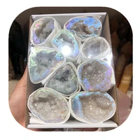 natural carved aura agate geode box crystals healing stones for home decoration