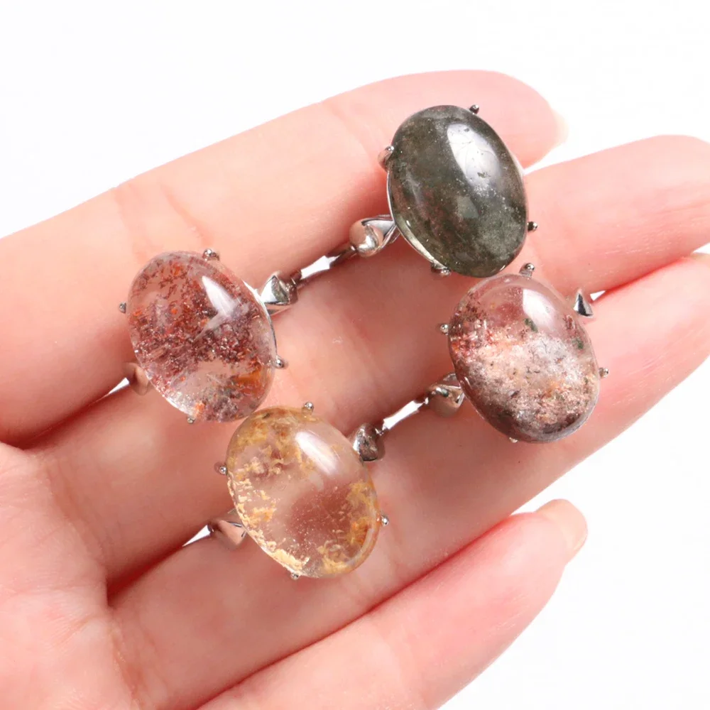 Открытое кольцо с зеленым призраком и кварцем для женщин мощные целебные