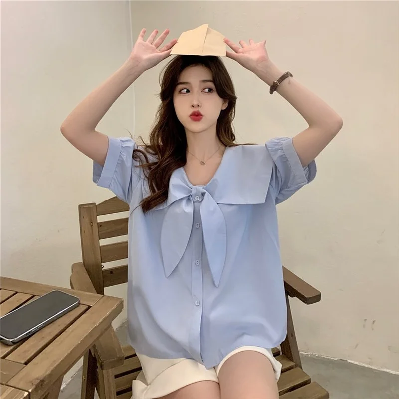 Рубашки женские с матросским воротником кавайная элегантная Стильная