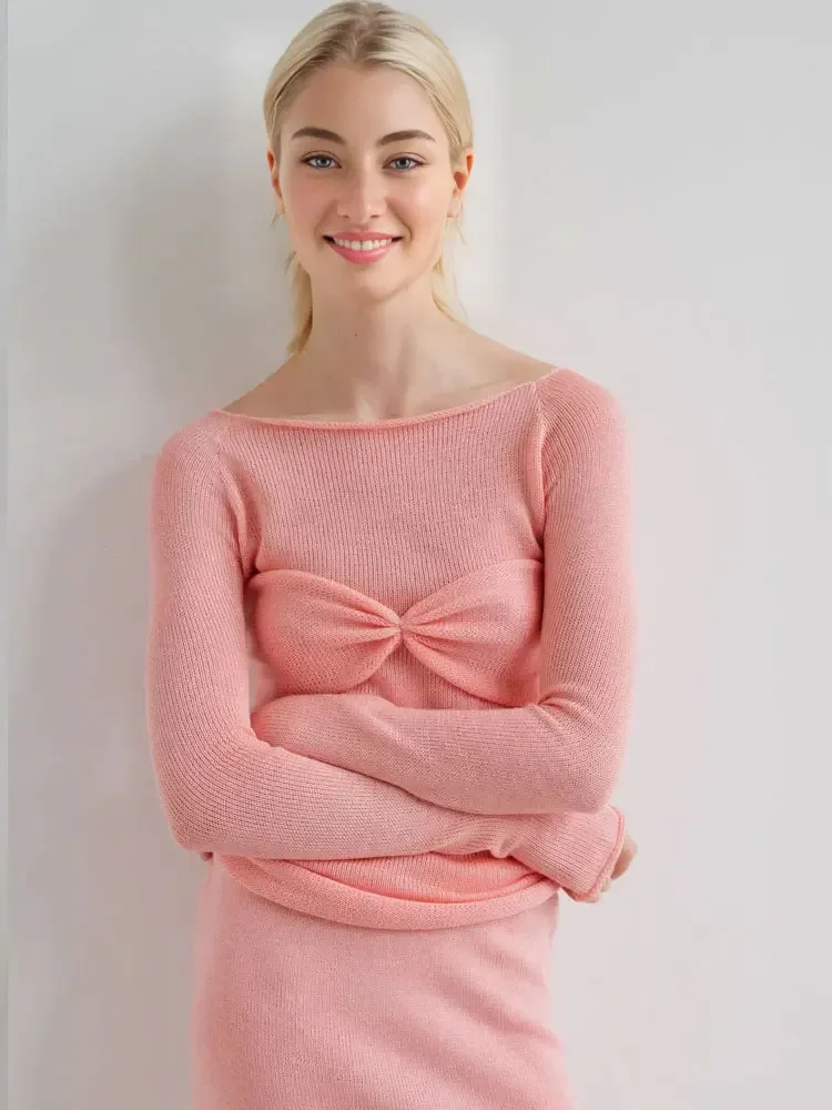 Однотонный вязаный свитер женский осенне-зимний свободный вязаная нижняя