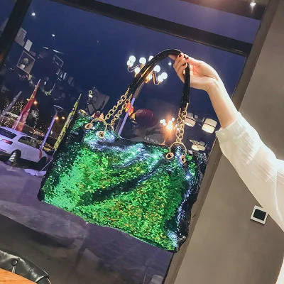 Женская сумка-тоут через плечо с блестками