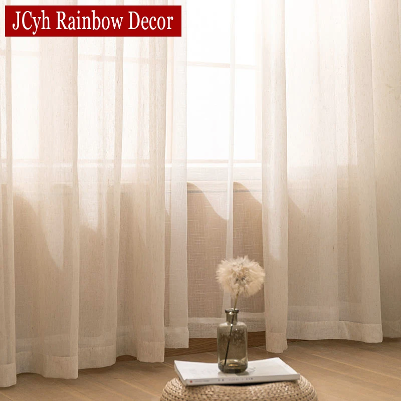 Japanese Linen Sheer Curtains for the Living Room Hall Window Tulle Bedroom Curtains Elegant Ready-made Room Kitchen Cortinas