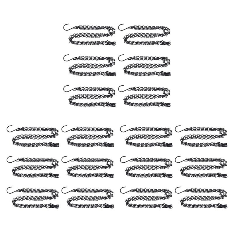 18 Pack Hanging Chain, HEAVY DUTY 50Cm Hanging Flower Basket Replacement Chain -3 Point Garden Plant Hanger