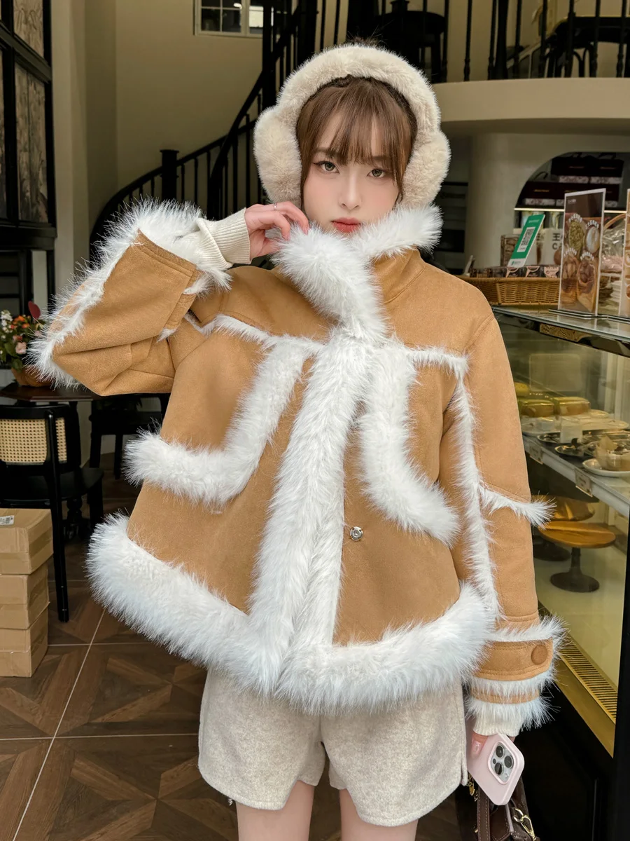 Меховая интегрированная верхняя одежда для женщин 2024 меховая новая зимняя с
