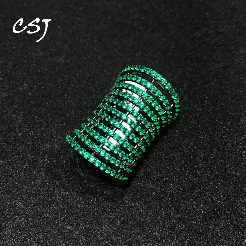 

CSJ New Design Real 925 Silver Rings Sterling Created Spinel Gemstone for Women Party Wedding Birthday Jewelry Trendy Gift