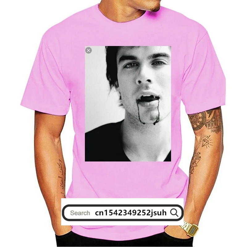 

Men T Shirt Damon Salvatore The Vampire Diaries T Shirt Funny t-shirt Novelty Tshirt Women