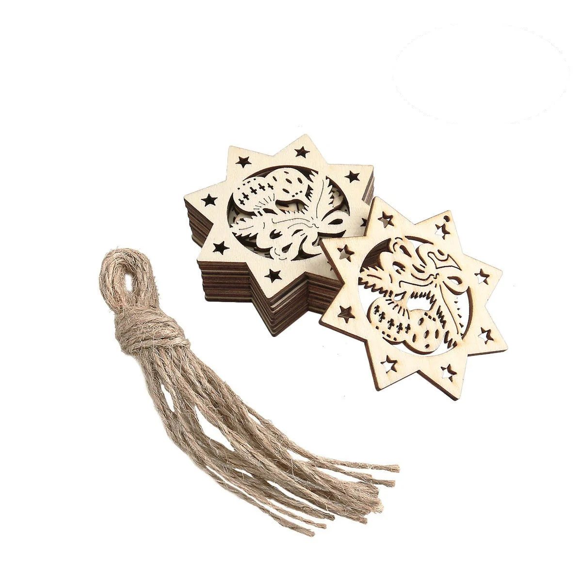 

10Pcs Christmas Decoration Decorative Wooden Embellishments Snowflake Decoration for Decoration Home