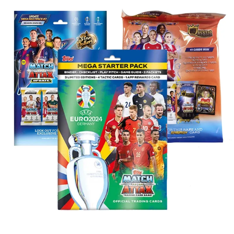 Фото Официальный лицензионный набор коллекционных футбольных карточек Topps UEFA Champions League Match Attax Mega Pack 2025-26 (Blind Box) №1