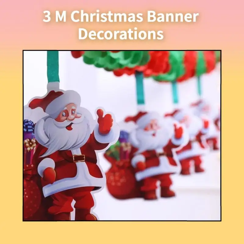 Xmas Outdoor Banner Flag New Creative Three-dimensional Hollow Paper Flowers Honeycomb Paper Drawing Christmas Pendant
