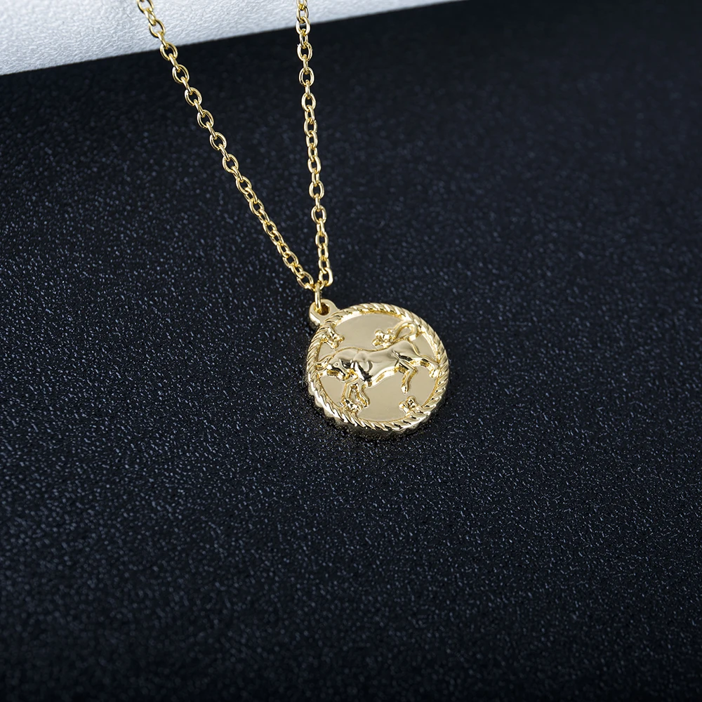 

Stainless Steel Zodiac Necklace Men Classic 12 Constellation Gold Plated Round Pendant Women Necklace Jewelry Birthday Gifts
