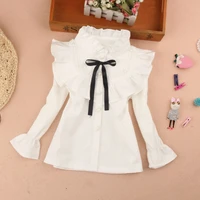baby toddler teen school girls white dot blouse long sleeve girl tops blouses child clothes kids shirts 6 8 10 12 year