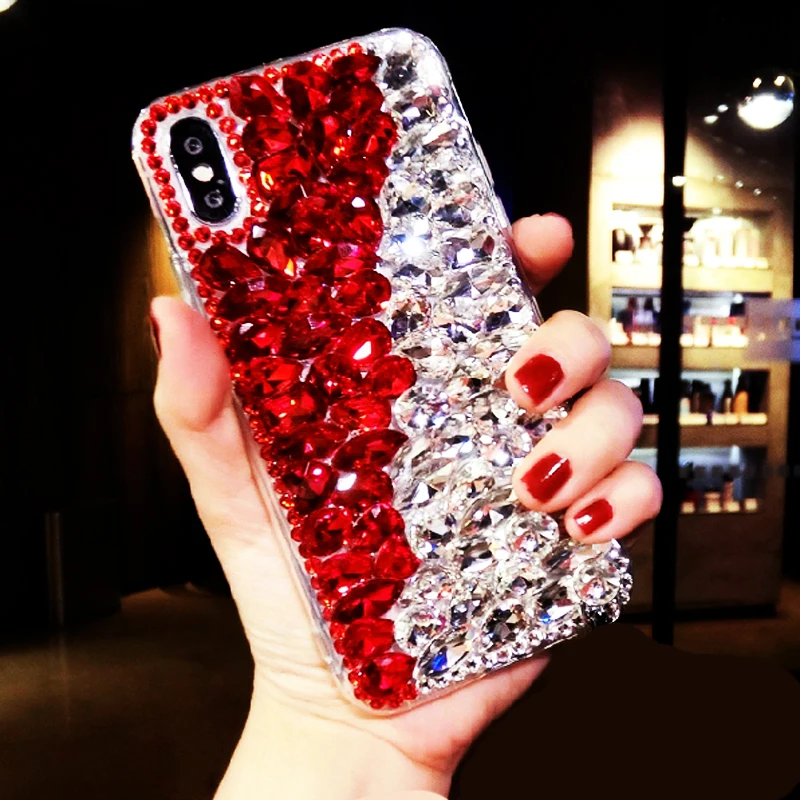 

Diamond Phone Case For Huawei P20 P30 P40 Pro Lite Mate 40 20 30 Pro Lite Bling Rhinestone Strap Rabbit Fur Chain case cover