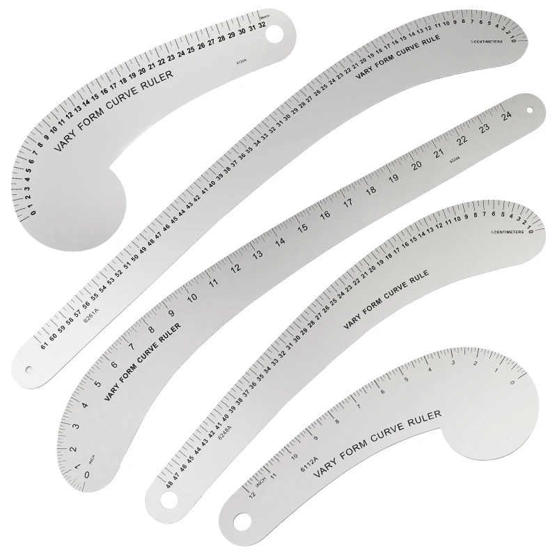 Купи Nonvor 1PCS Aluminum Curve Ruler Patchwork Ruler Garment Design Geometric Drawing Template Measuring Tool Sewing Supplies за 857 рублей в магазине AliExpress