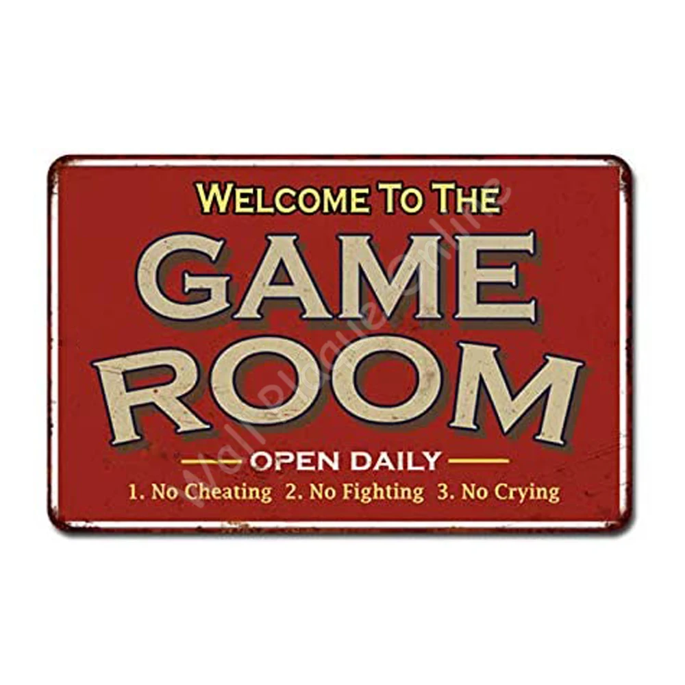 

Game Room Metal Tin Sign Rustic Wall Gameroom Signs Home Vintage Decorations Games Arcade Retro Video Gamer Wall Decor