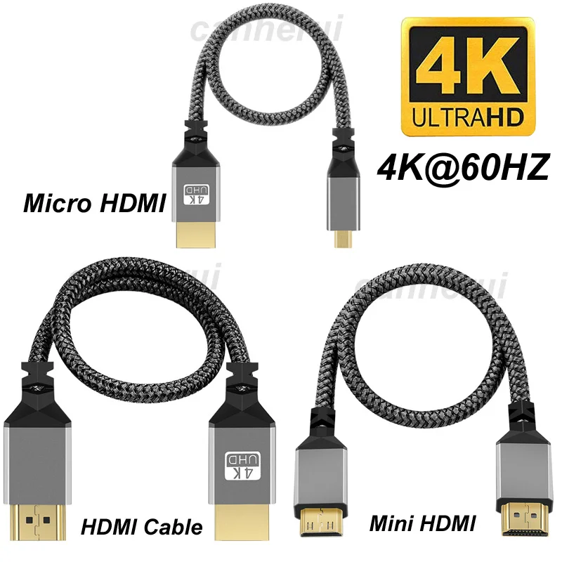 Нейлоновая оплетка HD 4K @ 60HZ V1.4 TPU HD 1080P совместимый удлинитель Micro Mini к HDMI кабель для планшетного ПК ТВ камеры HD TV