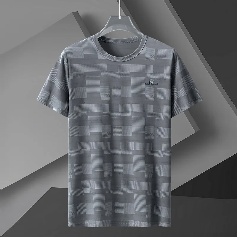 

Summer T-shirt Men Fashion Short Sleeve Tshirts Cool Breathable Elasticity Tops Tees Baggy Plus Size 10XL Male Casual