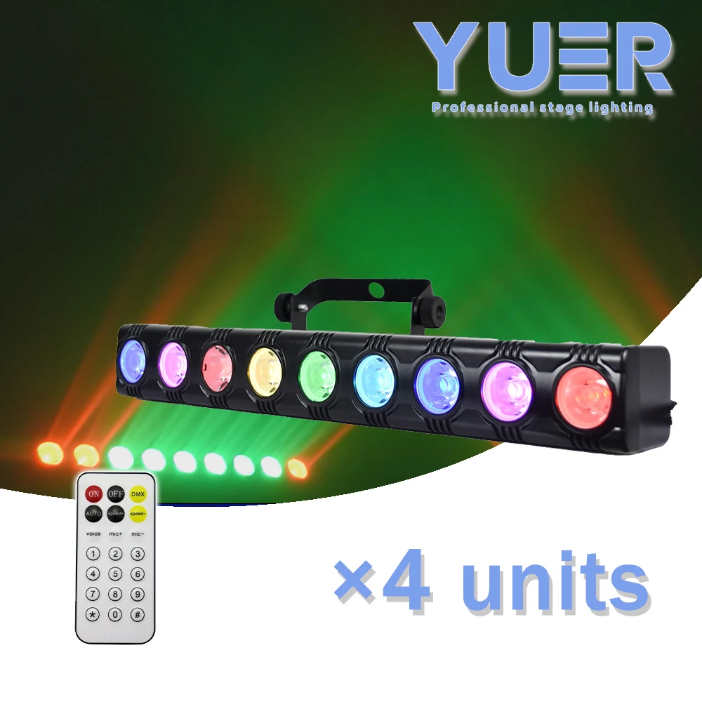 

4 шт. светодиодный светильник 9x12 Вт 3 в 1, настенный светильник, стробоскоп, длинная полоса, настенная шайба, сценическое окрашивание, DJ Disco DMX, автоматическое управление звуком