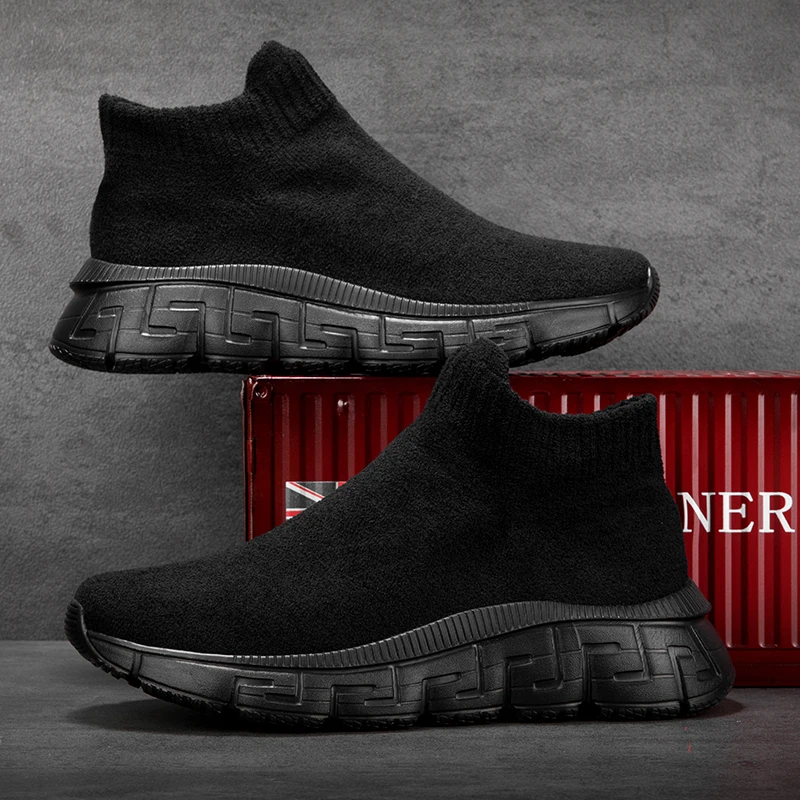 Мужские зимние ботинки на длинной платформе из искусственного меха и хлопка без