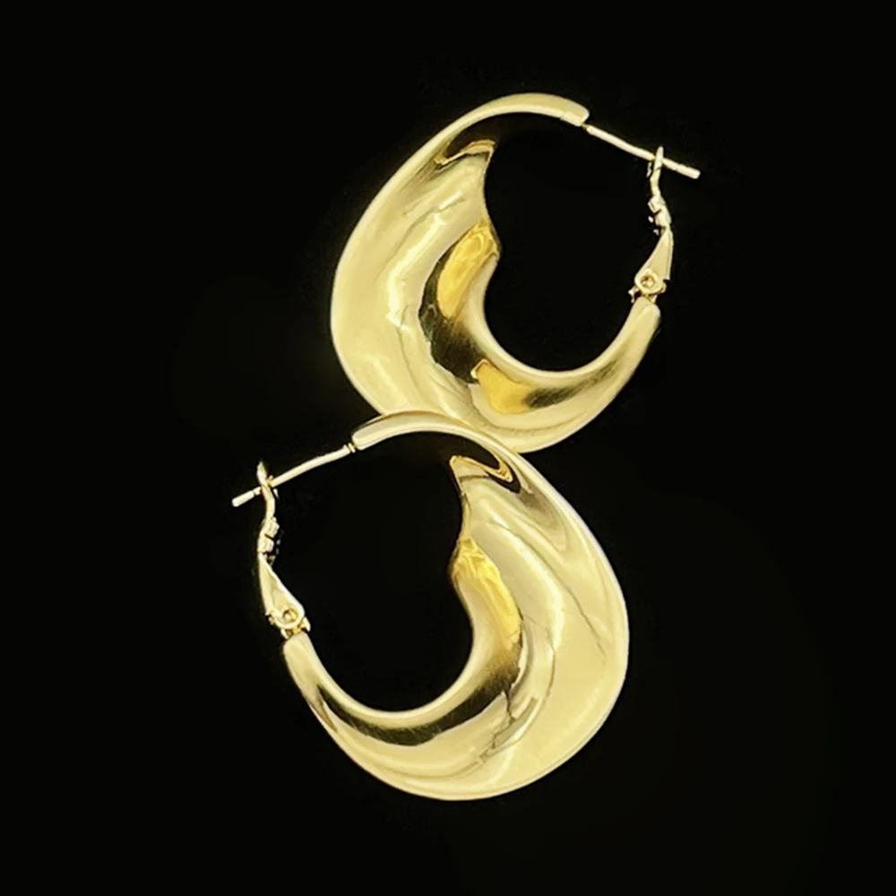 

Irregular Geometric 24K Gold Plated Hoop Earrings for Women Simple Metal U Shape Earring Elegant Jewelry for Party Birthday Gift