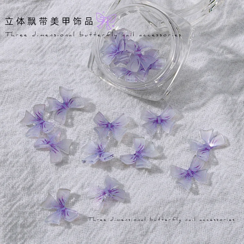 

10pcs Kawaii Transparent Bow Nail Art Charms 3D Wholesale Fairy Resin Ribbon Bowknot Nail Decorations DIY Mixed Nail Accessories