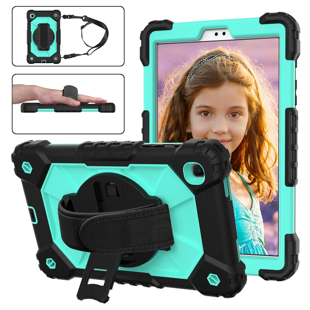 

Case for Samsung Galaxy Tab A7 Lite 8.7 2021 SM-T220 T225 T227 Shockproof Rugged Kids Cover with Kickstand Hand Shoulder Strap