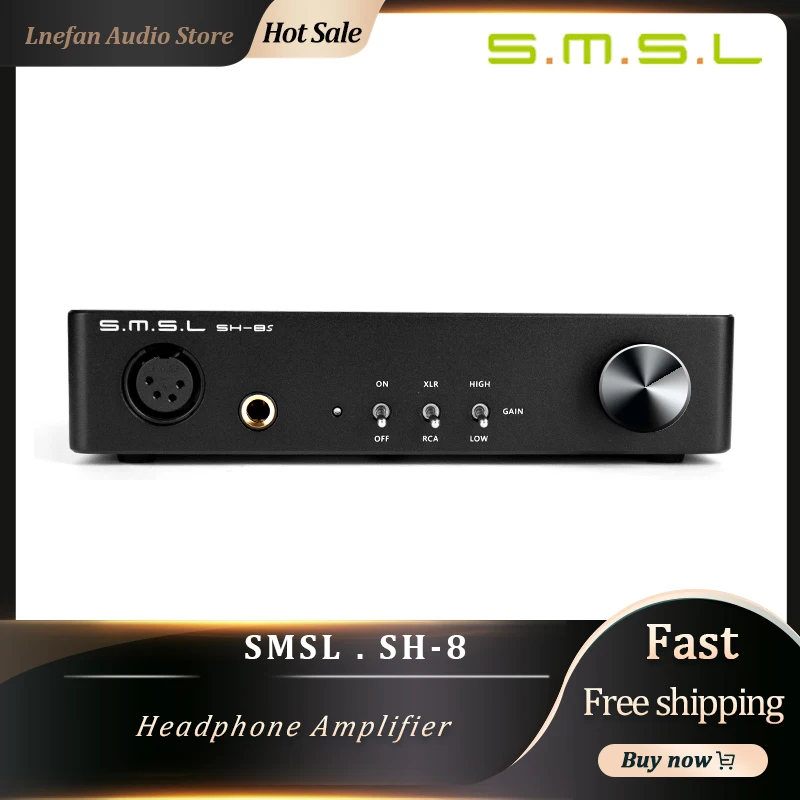 

SMSL SH-8S Hi-Res Desktop Headphone Amplifier 6.35mm High Power Balanced XLR RCA Unbalanced Input Gain Adjustable Earphone AMP