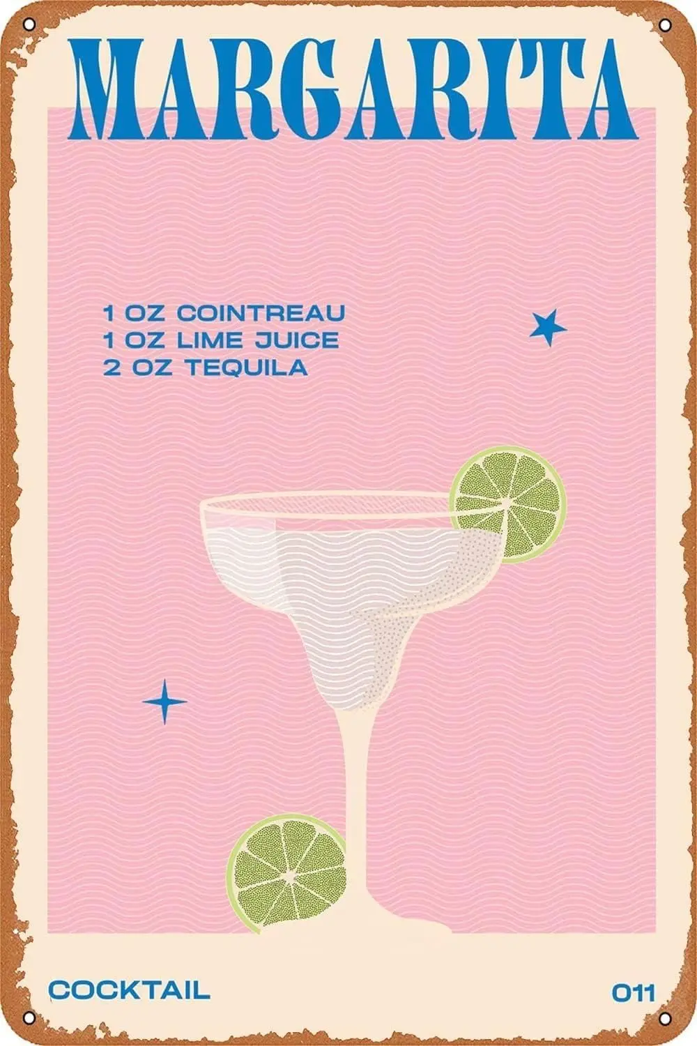 Ретро Cocktl Mrgrt Metl Sgn Wll rt Pub Br Home Decor Tn Sgns Prnt 8nch * 12nch