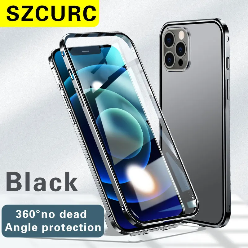 For iPhone 12 Pro Max case. New360° Full Protection Tempered Magnetic Adsorption Glass Phone sleeve.iPhone 12 Mini Phone cover