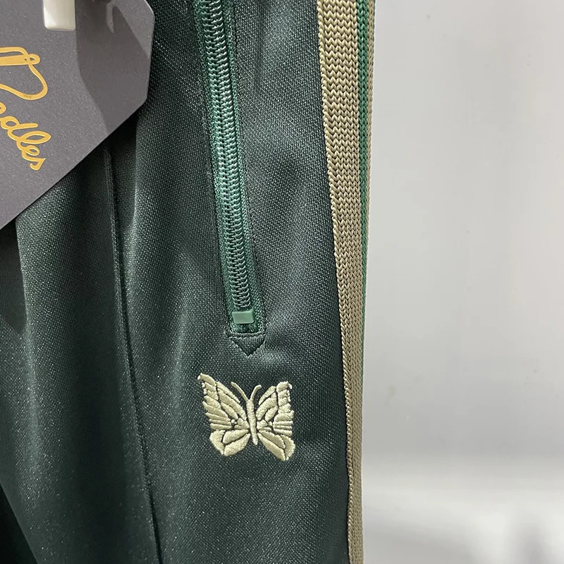 Mesh Neddles AWGE Zipper Jacket Sweatpant Suit Men Women High Quality Embroidery Butterfly Stripes Casual Sportwear Trackpant