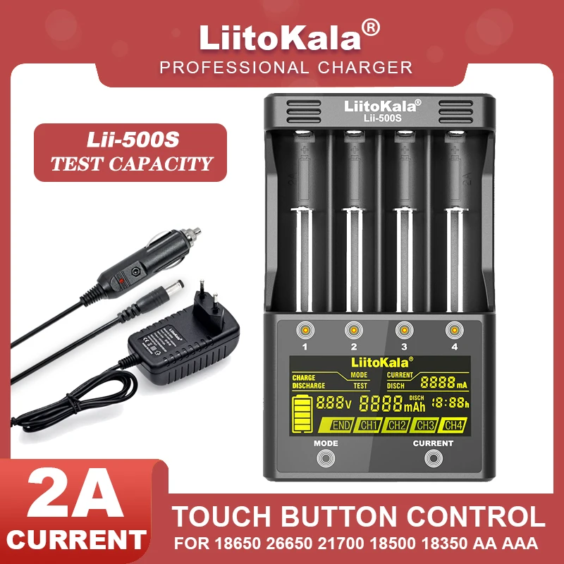 

Liitokala Lii-500 Lii-500S Lii-S8 LCD 3.7V 18650 18350 18500 21700 14500 26650 16340 AA De Lítio-Carregador de Bateria de NiMH